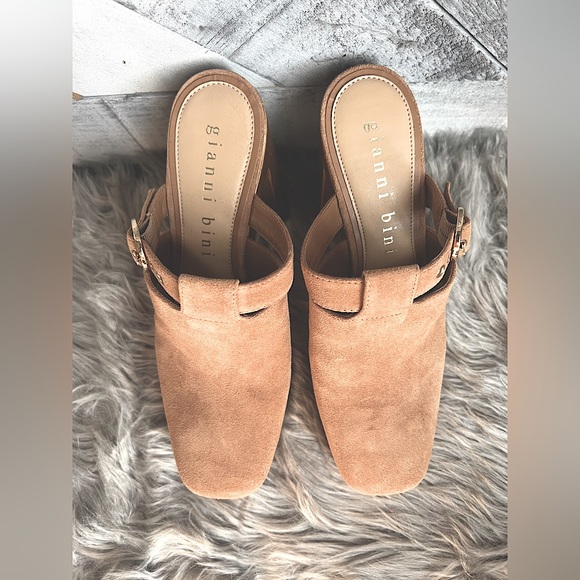 GIANNI BINI SOTELO BUCKLE DETAIL SUEDE PLATFORM CLOGS. SIZE 8.5M - Picture 7 of 12